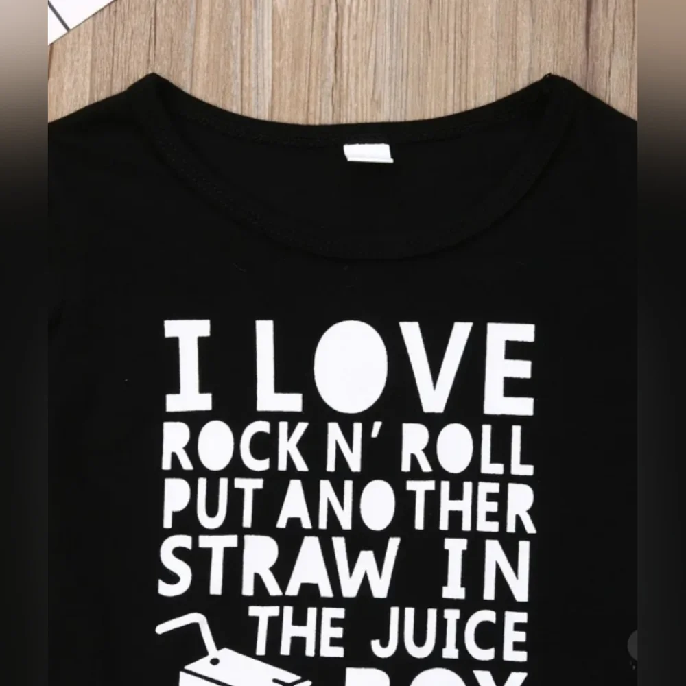 Toddler Boy Rock N Roll Juice Box Tee & Guitar Pants 2-Piece Outfit Set Sz 2T